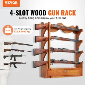Pistolstativ 4-slot træ pistol rack vægmontering pistol display