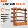 Gun Rack, Wood Gun Rack Wall Mount, Gun Display Rack holds 4 Rifles, Shotguns, 60 kg Heavy Duty Wall Storage Display Rifle Rack 