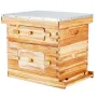 Bee Hive 20 Frame Bee Hives Starter Kit, Beeswax Coated Fir Wood, 1 Deep + 1 Medium Bee Boxes Langstroth Beehive Kit, Transparen