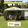 Gazebo Screen Tent, 12 x 12 ft, 6 Sided Pop-up Camping Canopy Shelter Tent with Mesh Windows, Portable Carry Bag, Ground Stakes,