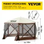 Pop-up campingpavillon campingbaldakin 6-sidet 12' x 12' solsejl