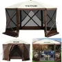 Gazebo Screen Tent, 12 x 12 ft, 6 Sided Pop-up Camping Canopy Shelter Tent with Mesh Windows, Portable Carry Bag, Ground Stakes,