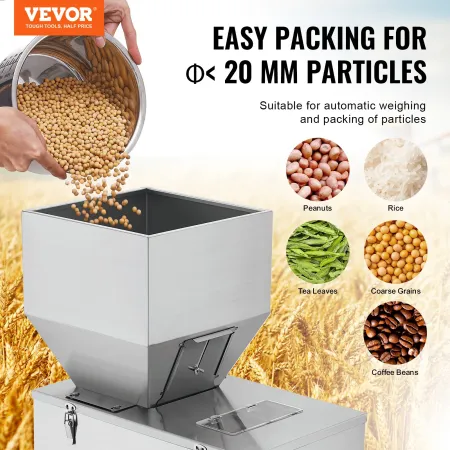 Particle Filling Machine, 0.044-11 lbs/20-5000g, Automatic Filler Machine with Foot Pedal, Stainless Steel Weighing Filling Mach