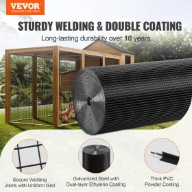 Hardware Cloth, 36'' x 100' Galvanized Wire Mesh Roll, 19 Gauge Chicken Wire Fence Roll, Vinyl Coating Metal Wire Mesh for