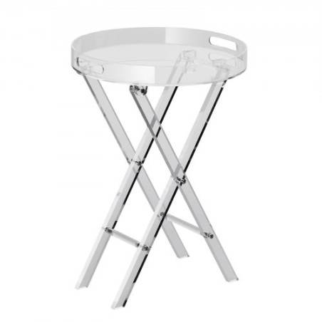 Acrylic Folding Tray Table, Acrylic End Table with Folding X Leg, Clear Acrylic Side Table for Coffee, Drink, Food, Snack used