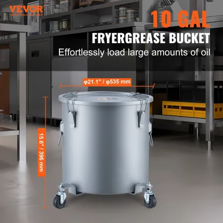 Fryer Grease Bucket, 10 Gal Oil Disposal Caddy With Caster