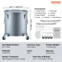 Fryer Grease Bucket, 10 Gal Oil Disposal Caddy with Caster Base, Carbon Steel Rust-Proof Coating, Oil Transport Container with L