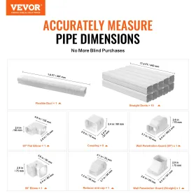Mini Split Line Set Cover 76.2mm W 5400mm L, PVC Decorative Pipe Line Cover For Air Conditioner with 10 Straight Ducts & Full