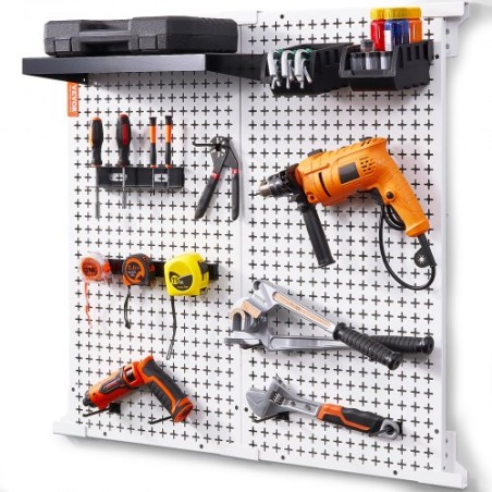 Pegboard Wall Organizer 32 "X 32", 330 kg Loading Garage Metal Pegboard Organizer Wall Mount, 25pcs værktøjsopbevaringssæt med