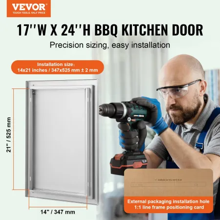 BBQ Access Door, 432x610 mm Enkelt udendørs køkkendør, rustfrit