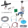 Zipline Kit til børn og voksen, 80 ft lynlåssæt op til 330 lb, baghaven udendørs hurtig opsætning Zipline, legeplads