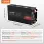 Pure Sine Wave Inverter, 1000 Watt, DC 12V to AC 230V Power Inverter with 2 AC Outlets 2 USB Port 1 Type-C Port, Remote Control 
