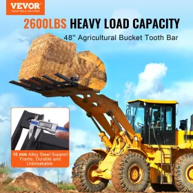 Clamp on Debris Forks to 48" Bucket, 2600 lbs Capacity Heavy Duty Clamp on Pallet Forks Bucket Attachments, Fit for Loader