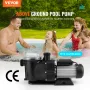 Above Ground Pool Pump, 1118W(1.5HP), 378 L/min((100 GPM) Max. Flow Single Speed Swimming Pool Pump, 220V 2850RPM 15M Max. Head 