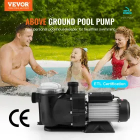 Over jorden swimmingpoolpumpe Enkelthastighed 1,5 hp 100 gpm 2850 rpm UL