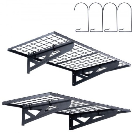 Garage Storage Shelving, 2 Pack, 4 x 2 ft Heavy Duty Garage Shelves Wall Mounted, 502 lbs Load Capacity(Total) Garage Storage
