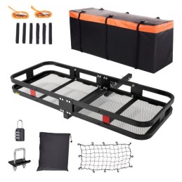 Hitch Cargo Carrier, 60 x 24 x 6 in Folding Trailer Hitch Mounted Steel Cargo Basket, 500lb Luggage Carrier Rack with