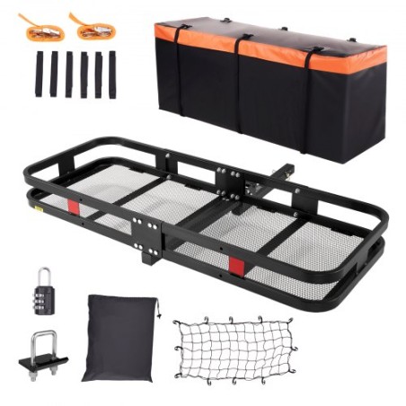 Hitch Cargo Carrier, 60 x 24 x 6 i foldet trailer Hitch Montered Steel Cargo Basket, 500lb Bagage Carrier Rack med