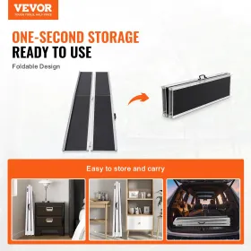 Bærbar kørestolsrampe, 10 ft 800 lbs kapacitet, skridsikre aluminium foldetærskelrampe, sammenfoldelig mobilitet scooter rampe