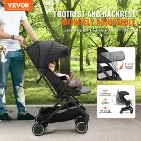 Standard Baby Infant Stroller, Toddler Stroller with 95Â°-175Â° Adjustable Backrest & & 0/90Â°Adjustable Footrest & One-click