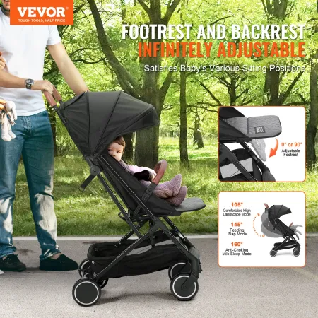 Standard baby spædbarn klapvogn, småbarn klapvogn med 95 ° -175