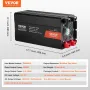 Modified Sine Wave Inverter, 5000W, DC 12V to AC 230V Power Inverter with 2 AC Outlets 2 USB Port 1 Type-C Port, LCD Display and