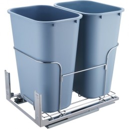 Pull-Out Trash Can, 35Lx2 Double Bins, Under Mount Kitchen Waste Container with Slide and Door Mounting Kit, 110 lbs Load