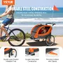 Bike Trailer for Toddlers, Kids, Double Seat, 88 lbs Load, 2-In-1 Canopy Carrier Converts to Stroller, Tow Behind Foldable Child