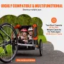 Bike Trailer for Toddlers, Kids, Double Seat, 88 lbs Load, 2-In-1 Canopy Carrier Converts to Stroller, Tow Behind Foldable Child