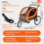 Bike Trailer for Toddlers, Kids, Double Seat, 88 lbs Load, 2-In-1 Canopy Carrier Converts to Stroller, Tow Behind Foldable Child