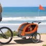 Bike Trailer for Toddlers, Kids, Double Seat, 88 lbs Load, 2-In-1 Canopy Carrier Converts to Stroller, Tow Behind Foldable Child
