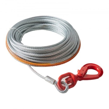 Galvanized Steel Winch Cable, 3/8 Inch x 50 Feet 15,200 lbs Breaking Strength, Wire Winch Rope with Swivel Hook, Towing Cable