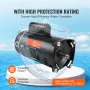 1 HP Pool Pump Motor, 56Y Frame, 115V(9 Amps)/230V(4.5 Amps) 3450RPM, 60Hz, 1.25 Service Factor, 90μF/250V Capacitor, CCW Rotati