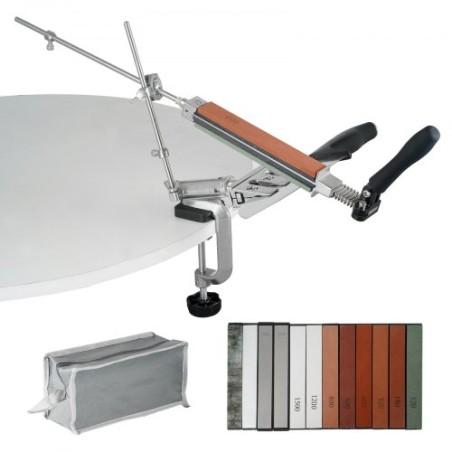 Knife Slibener Kit, 360â ° Rotation Flip Fixed Angle Knife Slibning System med 12 WHETSTONES 120-10000 Grit, Professional