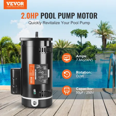 2HP Pool Pump Motor 230V 60Hz 7,8Amps 56y 3450 o/m 50î¼f/250V