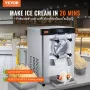 Commercial Ice Cream Machine, 12 L/H Yield, 1295W Single Flavor Countertop Hard Serve Ice Cream Maker, 4.5L Stainless Steel Cyli