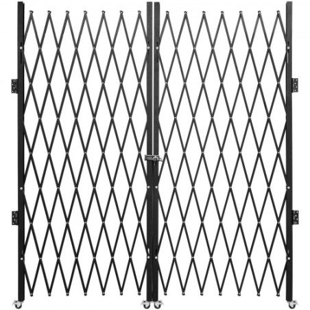 Double Folding Security Gate, 6-1/2' H x 12' W Folding Door Gate, Steel Accordion Security Gate, Flexible Expanding Security