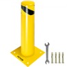 Safety Bollard 24"x4.5" Safety Barrier Bollard 4-1/2" OD 24" Height Yellow Powder Coat Pipe Steel Safety Barrier with 4 Free