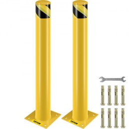 Safety Bollard, 36 Inch Height Bollard Post, 4.5 Inch Diameter Steel Pipe Safety Bollard Post, Yellow Steel Bollard, Steel