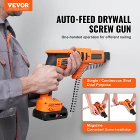 Drywall Screw Gun Auto-Feed, 20V Max Collated Drywall Screwgun, 4200RPM Brushless Cordless Drywall Gun Kit with 2 Battery