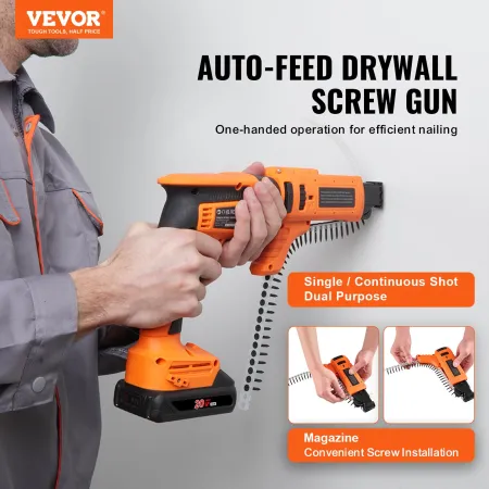 Gips skrue pistol auto-feed, 20V max samlet gipsvæg skruegun