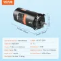 1,5 hk poolpumpemotor 115/230V 13,6/6,8a 56J 3450rpm 90î¼f/250V