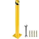 42"x5.5" Safety Bollard, 5-1/2" OD 42" Height Safety Barrier Bollard, Yellow Powder Coat Pipe Steel Safety Barrier, with 4 Free