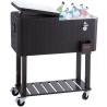 80Qt Rolling Cooler Cart with Bottle Opener Drainage Patio Party Bar Drink