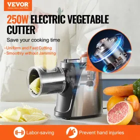 Electric Cheese Grater Salad Maker, 250W Salad Shooter, Electric Vegetable Slicer Shredder Chopper til frugter med 5