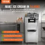 Commercial Ice Cream Machine, 21-31 L/H Yield, 1670W 3-Flavor Freestanding Soft Serve Ice Cream Maker, 2 x 4.3L Stainless Steel 