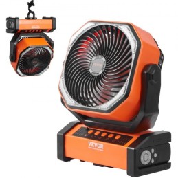 228.6mm Portable Fan Rechargeable with LED Lantern 4 Speeds Swivel Timer