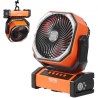 228.6mm Portable Fan Rechargeable with LED Lantern 4 Speeds Swivel Timer