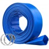 Backwash Hose, 2 in x 50 ft, Heavy-Duty PVC Flat Pool Discharge Hose with Clamps, Weather and Burst Resistant, Compatible with