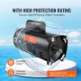 0.75 HP Pool Pump Motor, 56J Frame, 115V(8 Amps)/230V(4 Amps) 3450 RPM, 60Hz, 1.5 Service Factor, 80μF/250V Capacitor, CCW Rotat